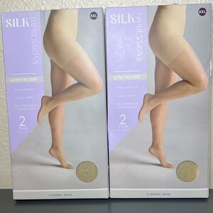 Silk Impressions 2 pack 4 pairs Pantyhose Beige 15 Denier Size XXL New